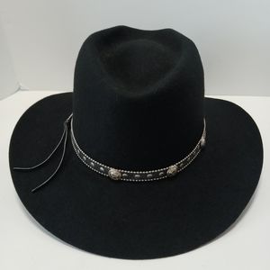 Eddy Bros Hat 100% Wool Black Studded With Conchos Cowboy Size Large